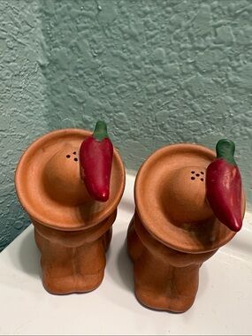 Vintage Terracotta Chili Pepper Salt and Pepper Shakers